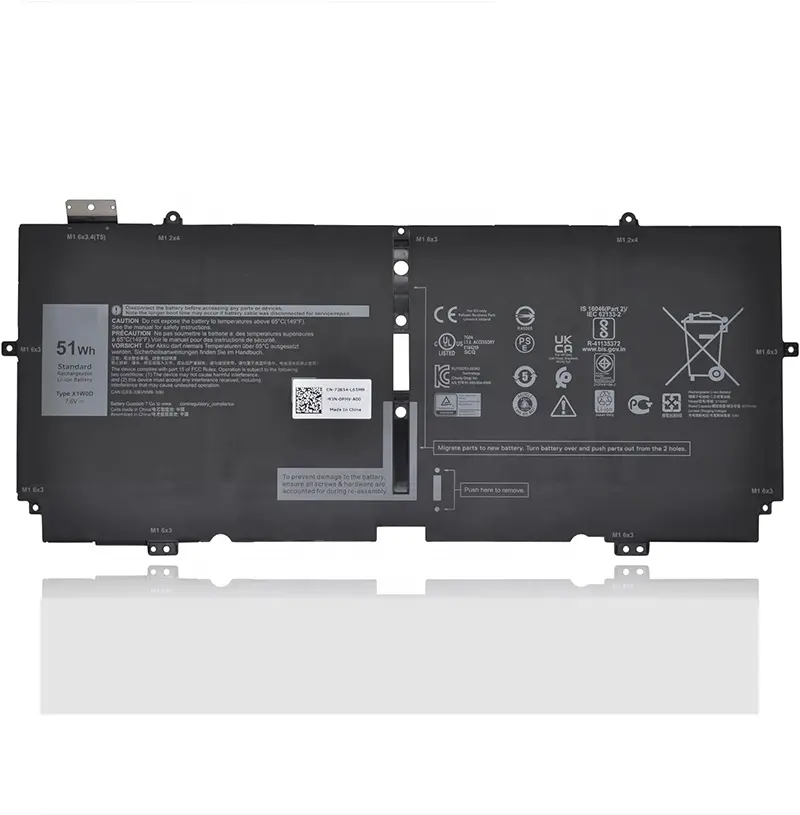 适用于戴尔XPS 13 7390 2合1 XPS 13 9310 2合1系列笔记本电脑7.6V 51Wh的新原始设备制造商原装X1W0D笔记本电脑电池